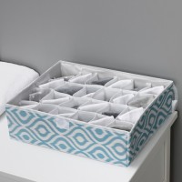 Органайзер для хранения белья Доляна «Лагуна», 24 ячейки, с прозрачной крышкой, 38×30×10 см, бирюзовый