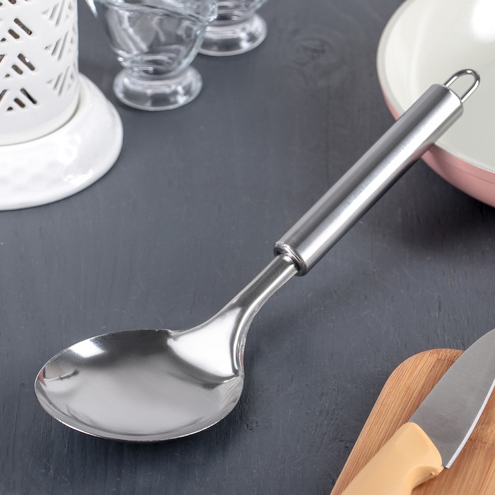 Ложка гарнирная Доляна «Металлик», h=25 см, цвет серебряный