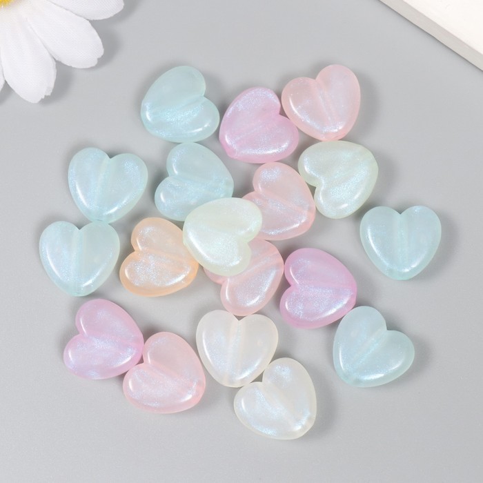 Набор бусин для рукоделия и плетения «Арт Узор. Сердечки. Блеск», 20 г, пластик, 1.9×2×0.9 см