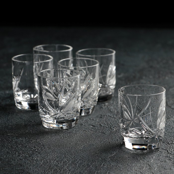 Набор стопок для вина «Цветок», 35 мл, хрусталь, 6 шт