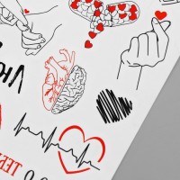 Татуировка на тело чёрно-красная "Любовь" 7,5х14 см