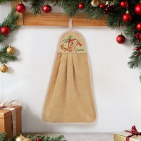 Кухонное полотенце новогоднее Доляна "Счастья" 24х38 см, 280г/м2 микрофибра,100%п/э