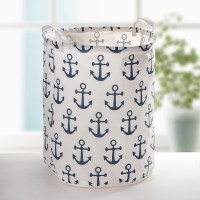 Корзина для белья Доляна «Якорь», 40×40×48.5 см, бежевая