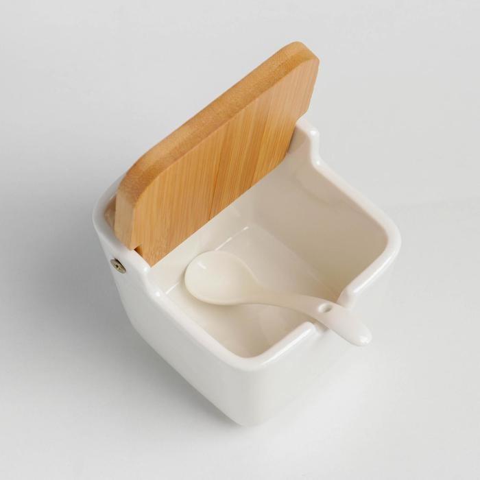 Банка для сыпучих продуктов Доляна «Акцент», 280 мл, 9,5×9×9,5 см, с ложкой