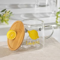 Кружка «Лимончик», 350 мл, с деревянной крышкой