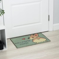 Коврик придверный Доляна «Корги», грязезащитный, 40×60 см, зелёный
