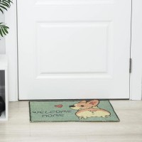 Коврик придверный Доляна «Корги», грязезащитный, 40×60 см, зелёный