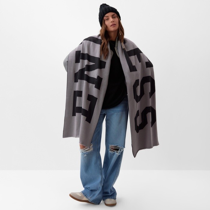 Шарф женский двусторонний MIST, серый, размер 47×226 см