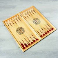 Нарды "Персидские", деревянная доска 60 х 60 см, фишка d=2.7 см, с полем для игры в шашки