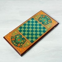 Нарды "Персидские", деревянная доска 60 х 60 см, фишка d=2.7 см, с полем для игры в шашки