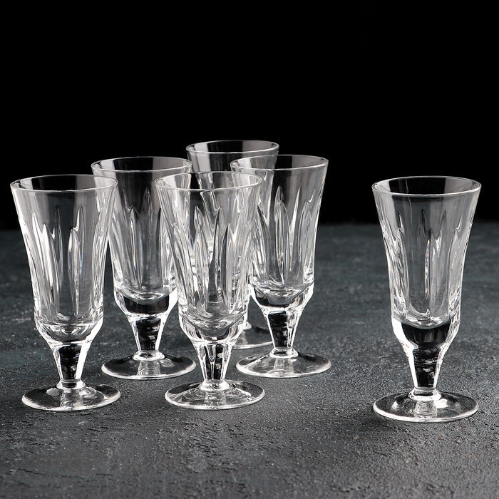 Набор рюмок «Вертикальные грани», 25 мл, 6 шт, хрусталь