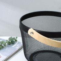 Корзинка для хранения LaDо́m, круглая, 26×26×18 см, чёрная