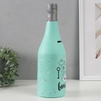 Копилка керамика "Бутылка шампанского" мятная 9,5х9,5х30 см