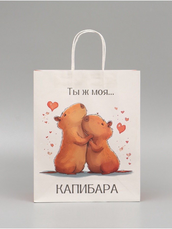 Пакет подарочный бумажный, «Моя Капибара», 32×26×11 см Пакет подарочный бумажный, «Моя Капибара», 32×26×11 см