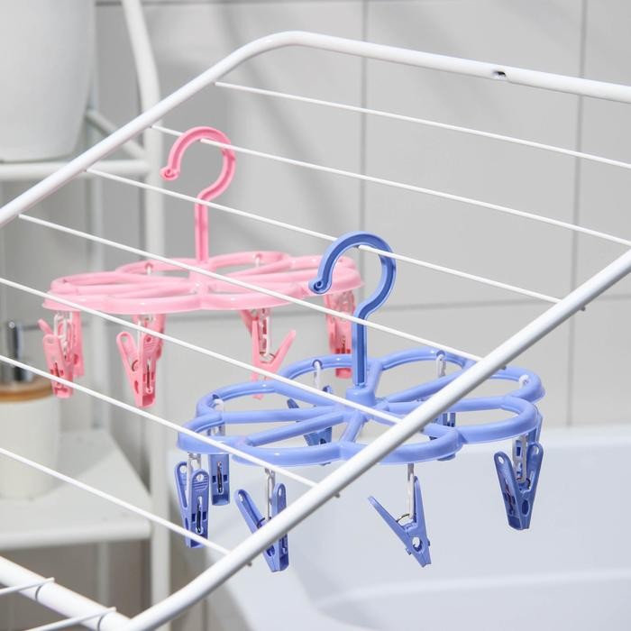 Сушилка для белья подвесная Доляна, 23×23 см, 8 прищепок, мятная