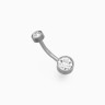 Пирсинг в пупок «Банан» круг, штанга L=2 см, белый в серебре