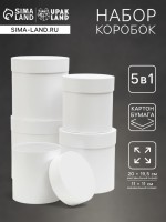 Набор шляпных подарочных коробок 5 в 1 «Белизна»,20×19.5 ‒11×11 см