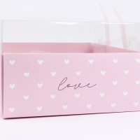 Коробка для цветов с фигурным вкладышем и PVC крышкой «Love», 23.5×23.5×15 см