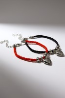 Браслеты парные «Неразлучники» сердца, цвет чёрно-красный,L=18см