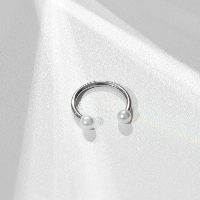 Пирсинг в бровь «Жемчуг» дуо, d=10 мм, белый в серебре