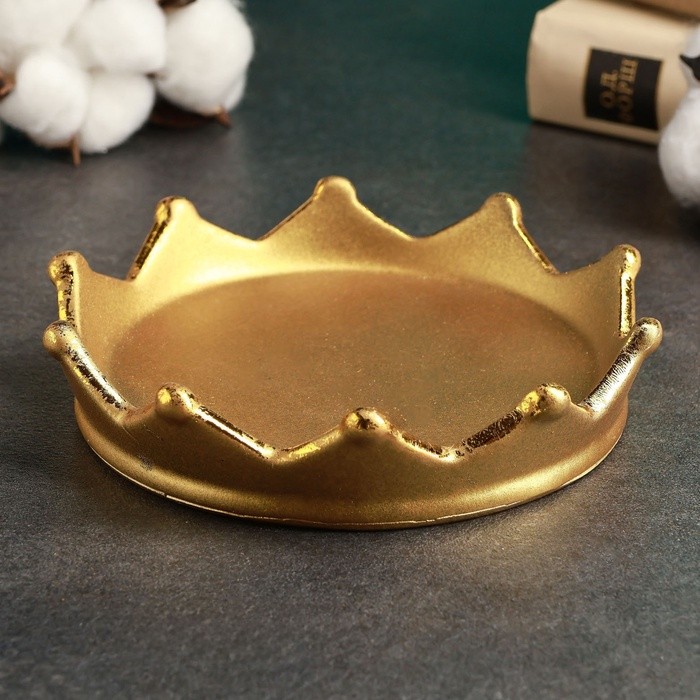 Подставка для мелочей "Корона" 16х16х3см, золото с позолотой