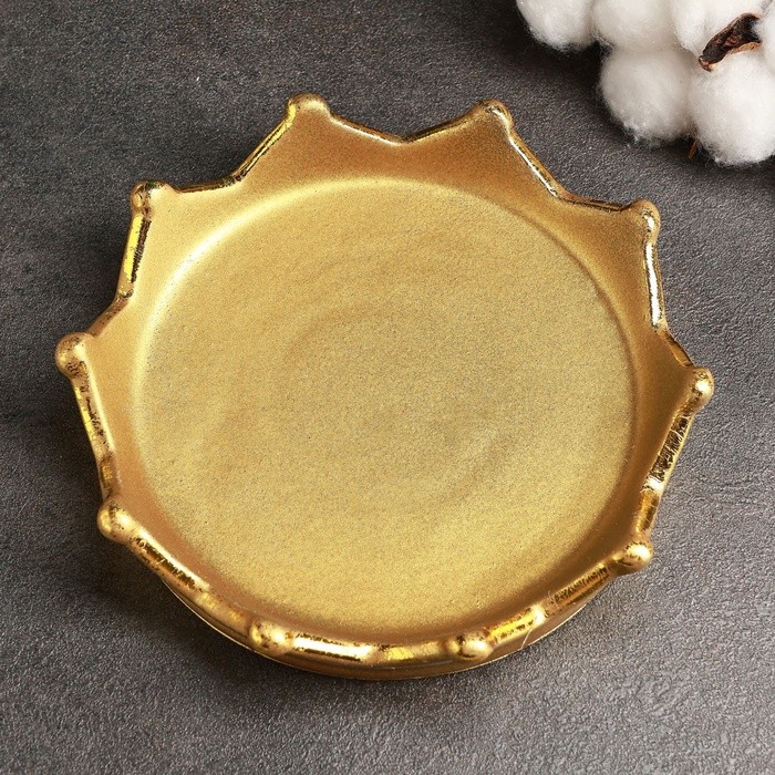 Подставка для мелочей "Корона" 16х16х3см, золото с позолотой