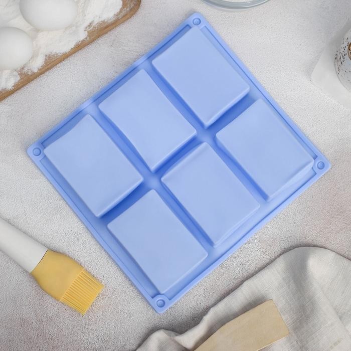 Форма для выпечки Доляна «Прямоугольник», 22,5×21×2 см, 6 ячеек (5,8×8,2 см), цвет МИКС