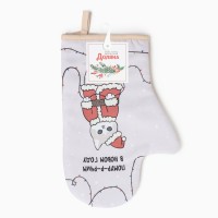 Варежка-прихватка новогодняя Доляна Christmas kittens 20х28 см, 35% хл, 65% пэ, ватин 250 г/м2