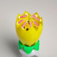 Свеча для торта музыкальная «Тюльпан», крутящаяся, жёлтая, 14.5×6 см