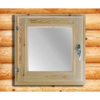 Деревянное окно для бани, 40×40 см, двойное стекло, «Добропаровъ»