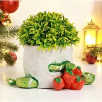 Фигурное кашпо "Змея с яблоками" цветное, 10х22см