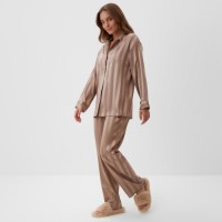 Пижама женская (рубашка, брюки) KAFTAN «Полоска», кофейная, размер 40-42