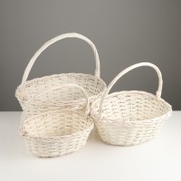 Набор корзин плетёных, 3 шт., 47×39×14 см, 40×32×15 см, 33×25×13 см, ива, белый, Greengo