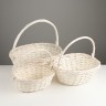 Набор корзин плетёных, 3 шт., 47×39×14 см, 40×32×15 см, 33×25×13 см, ива, белый, Greengo