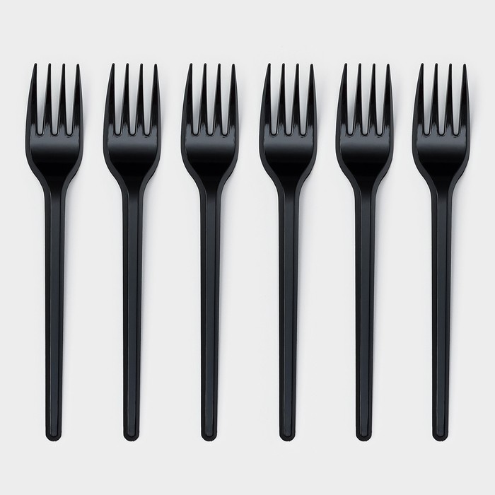 Вилки одноразовые Не ЗАБЫЛИ!, набор 6 шт., пластик, 15.5 см, столовая, чёрная