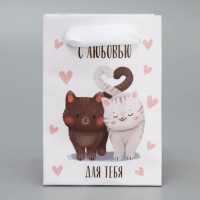 Пакет подарочный ламинированный, упаковка, «Котики», 7 х 10 х 7 см