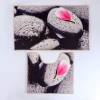 Коврики для ванной и туалета Доляна «Камни», 2 шт., 40×45 см, 45×75 см