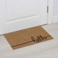 Коврик придверный Доляна Hello, без окантовки, 40×60 см, бежевый