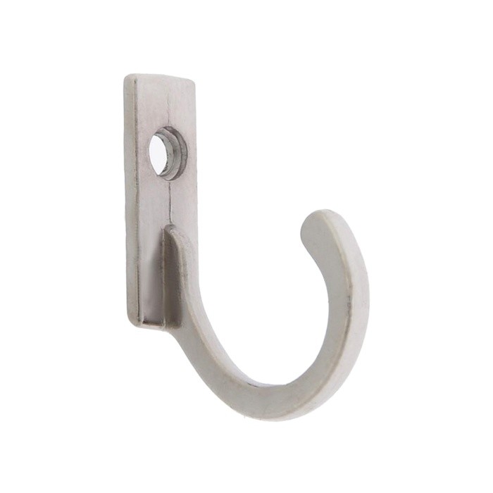 Крючок мебельный ТУНДРА TKO015, однорожковый, никель, 5 шт.