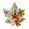 Брошь «Лист» кленовый осенний, цветная в золоте