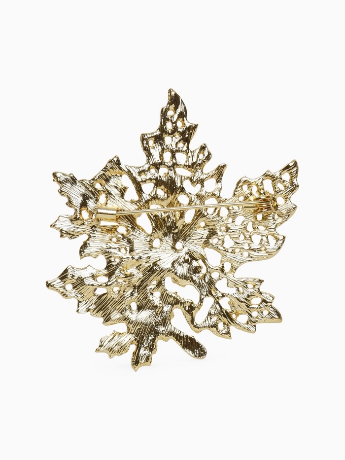 Брошь «Лист» кленовый осенний, цветная в золоте