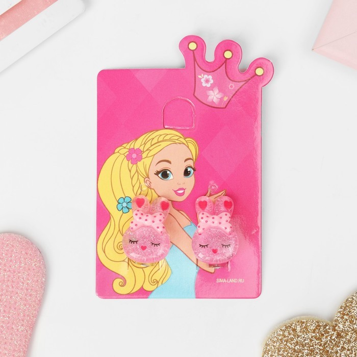 Серьги-клипсы детские Выбражулька «Зайка», розовые