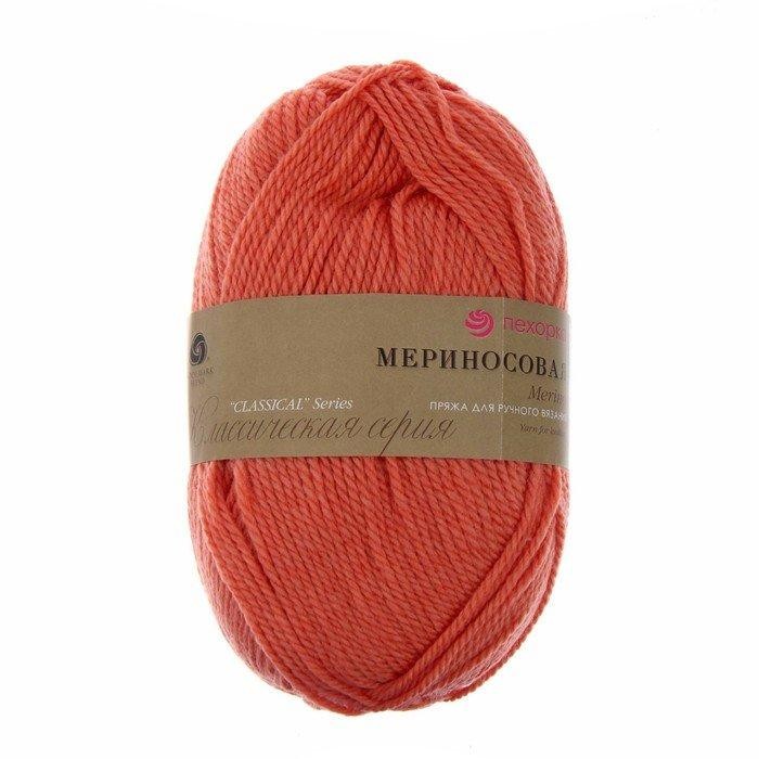 Пряжа "Мериносовая" 50%меринос.шерсть, 50% акрил 200м/100гр(06-Красный)
