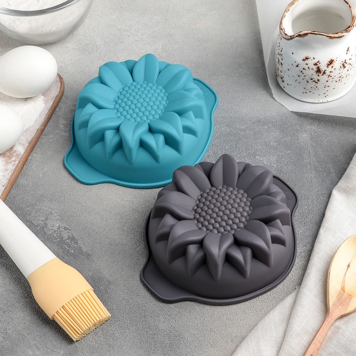 Форма для выпечки с ручками «Подсолнух», 15,3×13 см, цвет МИКС