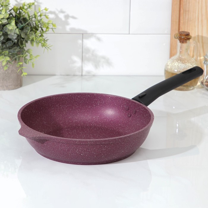 Сковорода Trendy style, d=22 см, съёмная ручка, антипригарное покрытие, цвет бордовый