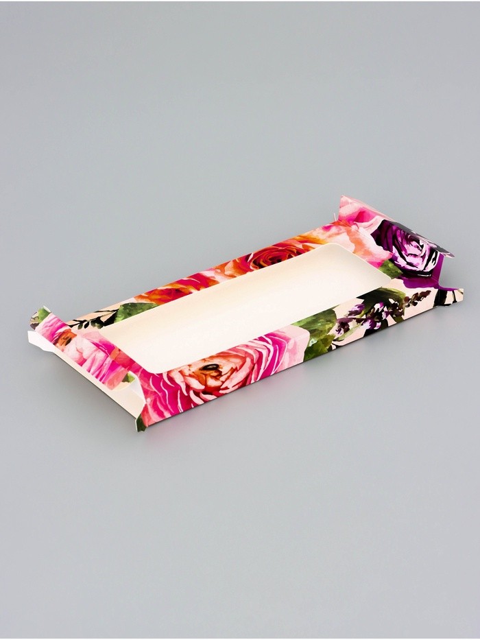 Подарочная коробка под плитку шоколада, с окном, «Цветочки», 17.1×8×1.4 см