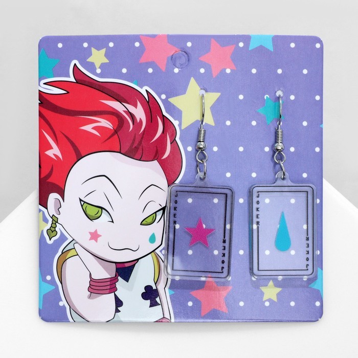 Серьги акриловые «Карты» капля и звезда, цвет розово-голубой