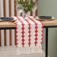 Дорожка "Этель" цвет беж/красный 32*180 см, 50% хлопок 50% п/э