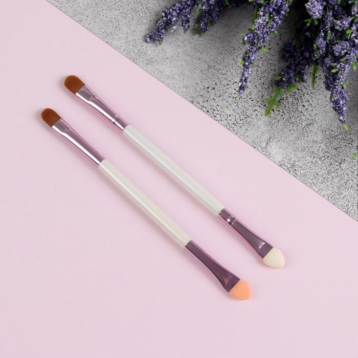 Набор кистей для макияжа, двусторонние, 14 см, 2 шт, цвет МИКС
