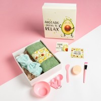 Набор подарочный «Этель» Avocado, полотенце, повязка на голову, спонж